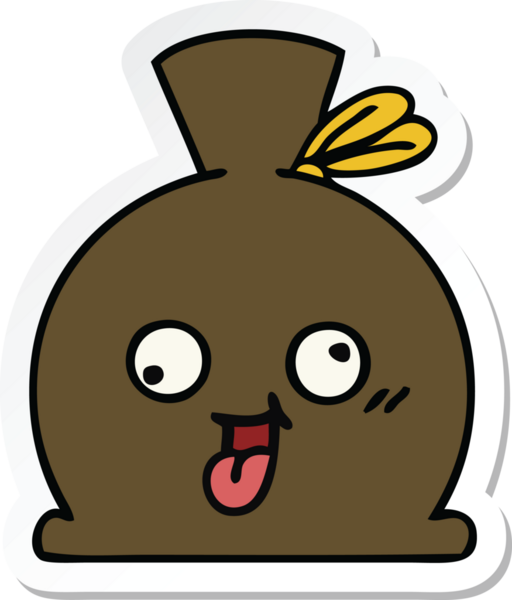 Tatlı bir karikatür çuvalının orijinal çıkartması.