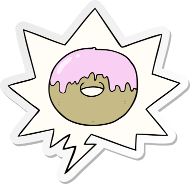 Konuşma balonu çıkartmalı orijinal çizgi film çöreği.