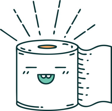 Geleneksel dövme stili tuvalet kağıdı karakterinin orijinal çizimi