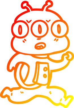 Üç gözlü bir uzaylının orjinal sıcak çizgi çizimi