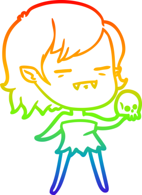 Orijinal gökkuşağı gradyan çizgi çizimi bir ölümsüz vampir kız çizgi filmi