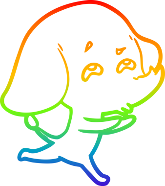 Orijinal gökkuşağı gradyan çizgi çizimi bir filin hatırlaması