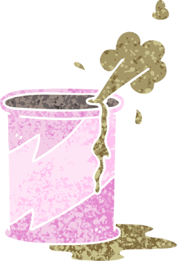 Orijinal retro illüstrasyon tarzı tuhaf çizgi film patlayan soda kutusu