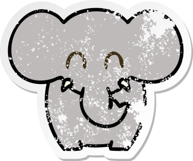 Garip bir el çizimi filin orijinal kederli çıkartması.