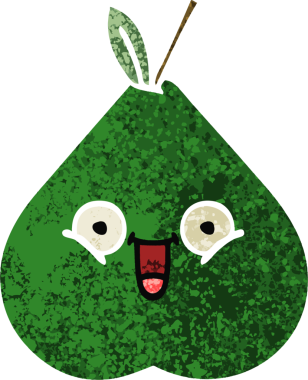 Orijinal retro çizim tarzı armut karikatürü