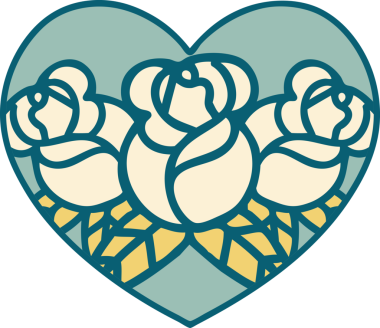 Bir kalp ve çiçeğin orijinal ikonik dövme görüntüsü