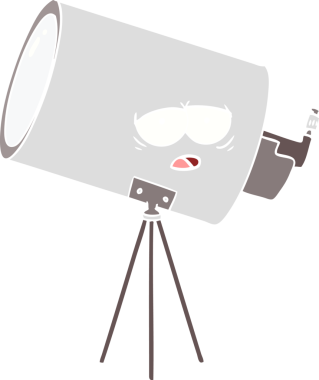 Yüzü olan orijinal düz renk çizgi film sıkılmış teleskop