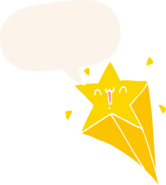 Konuşma baloncuğu olan orijinal çizgi film yıldızı.