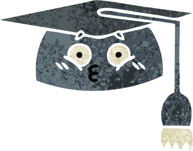 Mezuniyet şapkasının orijinal retro çizim stili.