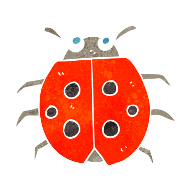 Orjinal freehand retro çizgi film uğur böceği