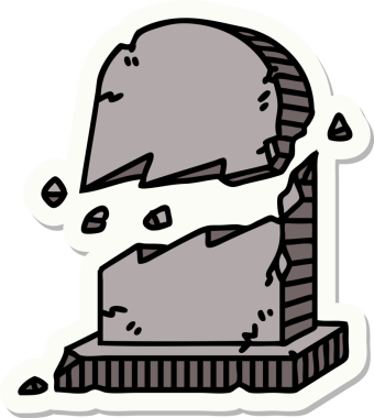 Kırık mezar taşının geleneksel stiliyle orijinal dövme çıkartması.