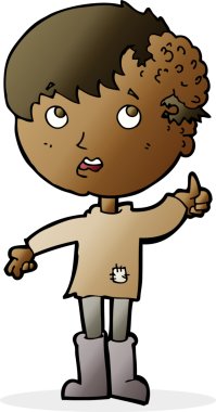 Kafasında büyüme olan orijinal çizgi film çocuğu.