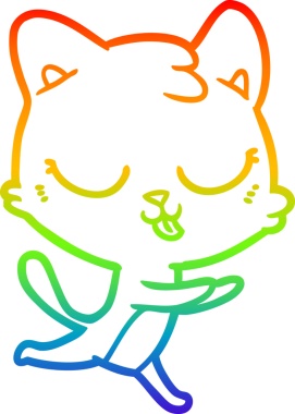 Orijinal gökkuşağı gradyan çizgi çizimi Bir çizgi film kedisi tıslama