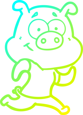 Mutlu bir domuz çizgi filminin orjinal soğuk eğimli çizimi