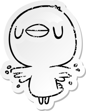 Çizgi filmdeki kanat çırpan bir civcivin orijinal üzgün çıkartması.