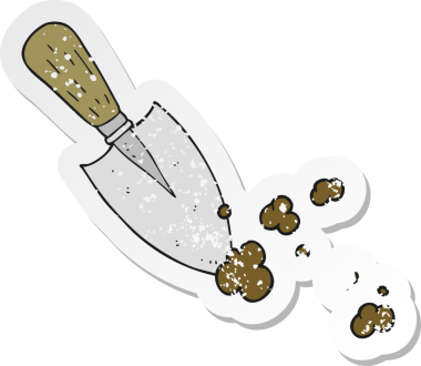 Orijinal gerilim dolu karikatür bahçe malası çıkartması.