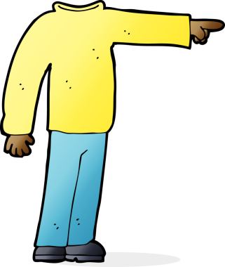 Orijinal başsız adam işaret ediyor.