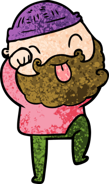 Dilini çıkaran sakallı orijinal bir adam.