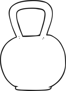 Orijinal freehand çizilmiş siyah beyaz çizgi film çaydanlık çanı