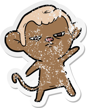 Çizgi film maymunun orijinal sıkıntılı çıkartması