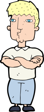 Çapraz kollu orijinal karikatür adamı