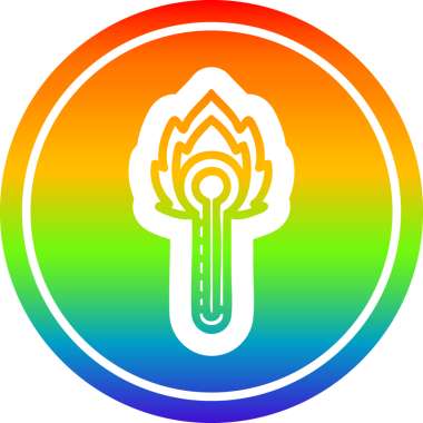 Gökkuşağı gradyan bitiş ile orijinal alevli dairesel simge