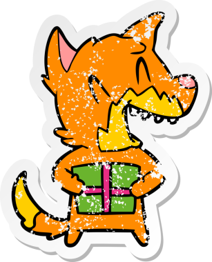 Gülen Noel Fox çizgi filminin orijinal kederli çıkartması.