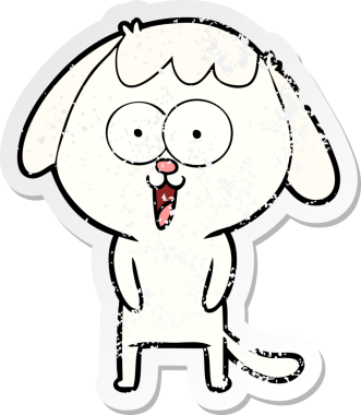 Sevimli bir çizgi köpeğin orijinal kederli çıkartması.