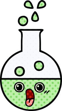 Bir test tüpünün orijinal çizgi roman tarzı karikatürü