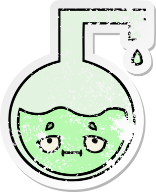 Sevimli bir karikatür bilim deneyinin orijinal sıkıntılı çıkartması.