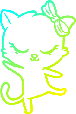 Orijinal soğuk eğimli çizgi film kedisinin yaylı çizimi