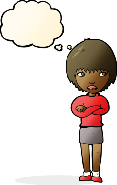 Düşünce baloncuğu olan orijinal karikatür.