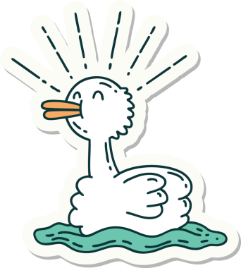 Yüzen ördek dövmesinin orijinal çıkartması.