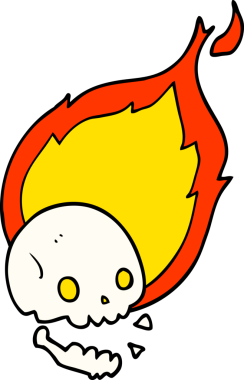 Orijinal ürkütücü çizgi film alevli kafatası