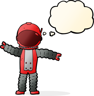 Düşünce baloncuklu orijinal astronot.