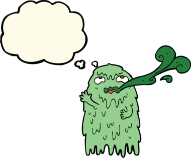 Düşünce baloncuklu orijinal iğrenç çizgi film hayaleti.