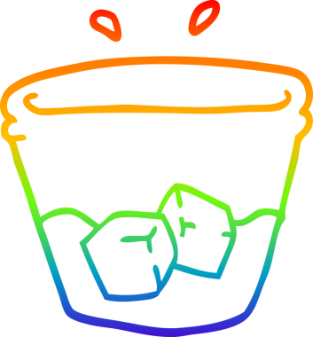 Orijinal gökkuşağı gradyan çizgisi çizimi cam bardak bardakta bir çizgi film içeceği