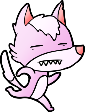 Orijinal kurt çizgi filmi dişlerini gösteriyor.