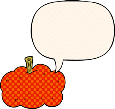 Çizgi roman tarzında konuşan balkabağı.