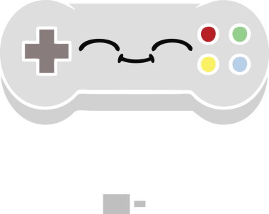 Bir oyun denetleyicisinin orijinal düz renk retro çizgi filmi