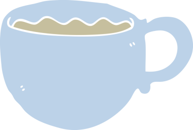 Orijinal düz renkli çizgi film kahve fincanı