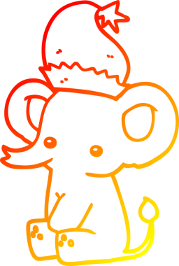 Sevimli bir Noel filinin orjinal, sıcak bir çizgi çizimi