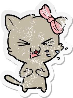 Çizgi film kedisinin orijinal sıkıntılı çıkartması