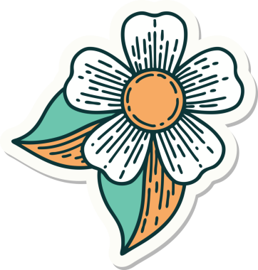 Geleneksel bir çiçek stili ile orijinal dövme etiketi