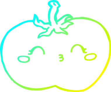 Orijinal soğuk eğimli çizgi film çizimi bir domates