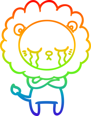 Ağlayan bir aslanın orjinal gökkuşağı gradyan çizimi