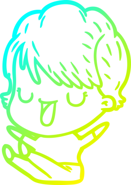 Bir çizgi film kadınının orijinal soğuk eğilim çizimi.