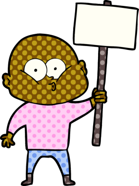 orijinal çizgi film kel adam dik dik bakıyor.