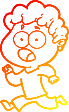 Şaşırmış bir şekilde nefes nefese kalan çizgi film karakterinin orjinal, sıcak çizgi çizimi.