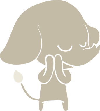 Orijinal düz renkli çizgi film gülümseyen fil.